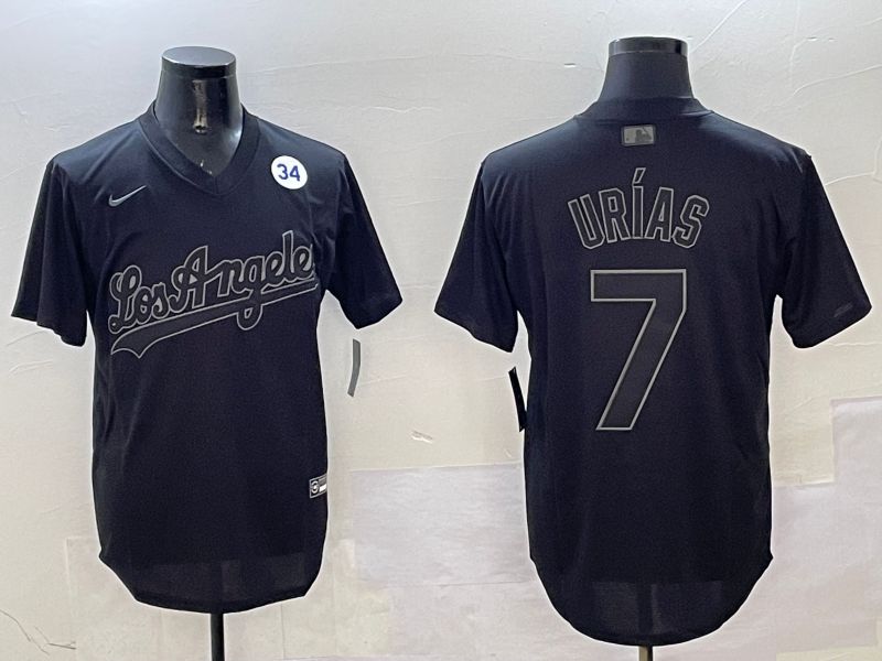 Men Los Angeles Dodgers 7 Urias Black Fashion Game 2025 Nike MLB Jersey style 3183